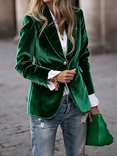 نسائي سترة بليزرات مخملية مريح Buttons موضة سهل رسمي الأماكن المفتوحة عادية طوي عادي كم طويل ملابس خارجية أسود أحمر أزرق الخريف الشتاء رخيصةأون بليزر وبدلات-نسائي سترة بليزرات مخملية مريح Buttons موضة سهل رسمي الأماكن المفتوحة عادية طوي عادي كم طويل ملابس خارجية أسود أحمر أزرق الخريف الشتاء