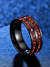 halpa Miesten korut-Miesten jouluinen titaaniterässormus punaisilla ja sinisillä kristallikivillä, useita värejä, täydellinen juhlamuotiin ja lahjaksi