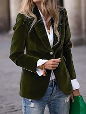 نسائي سترة بليزرات مخملية مريح Buttons موضة سهل رسمي الأماكن المفتوحة عادية طوي عادي كم طويل ملابس خارجية أسود أحمر أزرق الخريف الشتاء رخيصةأون بليزر وبدلات-نسائي سترة بليزرات مخملية مريح Buttons موضة سهل رسمي الأماكن المفتوحة عادية طوي عادي كم طويل ملابس خارجية أسود أحمر أزرق الخريف الشتاء