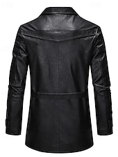 preiswerte Kunstlederjacke-Herren Kunstlederjacke Bikerjacke Motorradjacke Urlaub Täglich Winddicht Warm Tasche Frühling Herbst Einfach Mode Klassisch Revers Regulär Schwarz Kaffee Jacken