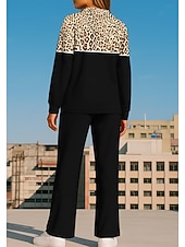 abordables Survêtements-Femmes Sweat-shirt Ensemble Survetement Jogging Pantalon Cordon de serrage Avec Poches Léopard Veste et Pantalon de Jogging Ensemble de vêtements de sport Vêtements d'intérieur Été Printemps Automne