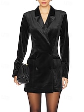 economico Blazer e Completi-Per donna Mini Abito Abito in Velluto Vestito da Festa Abito da Cocktail Abito blazer Elegante Moda Festa serale Feste Cocktail party Vestibilità regolare Semplice Manica Lunga Colletto a Camicia