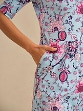 זול שמלה קז'ואל-שמלת מיני נמתחת לחופשה עם הדפס פרחוני
