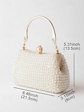 ieftine Nuntă ACC-Geantă de seară tip clutch pentru femei cu perle și mâner auriu, geantă elegantă pentru nunți, cocktailuri și evenimente formale – disponibilă în mai multe culori