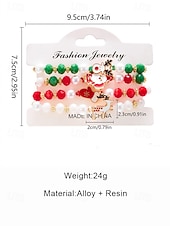 Недорогие Рождественские аксессуары-Женский рождественский браслет из бисера с подвесками в виде Санты, оленей и снеговика, красно-зеленые эластичные браслеты с жемчугом, праздничный подарок на праздник для нее