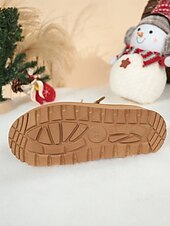 economico Scarpe di Natale per Donne-stivali da neve natalizi da donna in cammello con motivo a renne e sciarpa - stivaletti foderati in pile, morbidi e festosi, ideali per Natale e le riunioni di famiglia