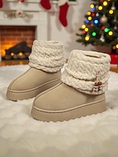 levne Sníh a zimní boty-Dámské pletené zimní boty s fleecovou podšívkou - útulné a teplé, ideální do zasněženého počasí a na outdoorové aktivity
