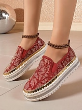 Χαμηλού Κόστους Γυναικεία Sneakers-Γυναικεία μοκασίνια πλατφόρμας με μαύρο χρυσό στρας, slip-on, λαμπερά, χοντρά παπούτσια για πάρτι, για νυχτερινή ζωή &amp;ρούχα κλαμπ