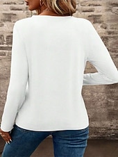 ieftine tricou simplu-Pentru femei Topuri imbracate Buzunar Culoare solidă Simplu Elegant femei Stilat Manșon Lung În V Topuri obișnuite Zilnic Muncă Ieșire Negru Alb Roz Îmbujorat Trifoi Kaki Toamnă Iarnă