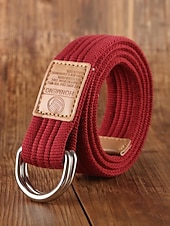 economico Cinture da uomo-cintura natalizia in tela da uomo – cintura regolabile in tessuto di cotone con cinturino in pelle e fibbia ad anello in metallo – disponibile in rosso, blu navy, nero e altri colori – elegante accessorio natalizio per uomo