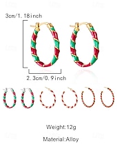 お買い得  レディースイヤリング-レディースクリスマスフープイヤリング、赤と緑のツイストデザイン、合金素材、ホリデーパーティーやギフトに最適