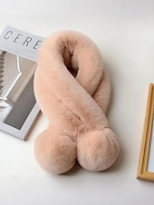 preiswerte Schals für Damen-Weihnachtsschal aus Kaninchenfellimitat für Damen mit Bommeln, weiches und kuscheliges Winteraccessoire für Feiertagspartys und als Geschenk