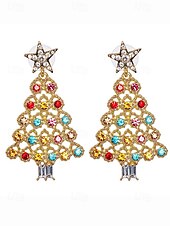 abordables Boucle d&amp;#39;oreille pour femme-Femmes Boucles d'oreilles clous Boucle d'Oreille Créoles Coloré Blanche Alliage Noël Élégant Soirée / Soir Sapin de Noël