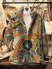 billiga Vinterjackor-Dam Kavaj Håller värmen Bekväm Knappar Vintage Mode Modern Ledigt Blommig Semester Hem Ledigt Dagligen Normal Hög krage Normal Långärmad Ytterkläder Gul Purpur Orange Höst Vinter