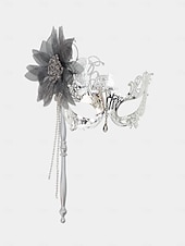 olcso Álarcosbál Kiegészítők-női arany filigrán álarcosbál maszk virággal és gyöngyökkel díszítve karácsonyi partira, bálra &amp;szalagavató