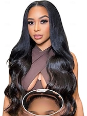 levne Paruky z přírodních vlasů se síťkou ofina-Vlnitá paruka z lidských vlasů pro ženy 4x4 krajka 180% hustota bez lepidla paruka z lidských vlasů předtrhaná před střihem bez lepidla paruky s krajkou vpředu brazilské lidské vlasy s přirozenou