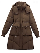 billige Uformell Parka-Dame Parkas Bekvem Pustende Lomme Knapper Fritid عادي Feriereise Gate Avslappet Dagligdagstøy Enkeltkneppet Lang Hettegenser Normal Langermet Yttertøy Svart Hvit Rød Vår Høst