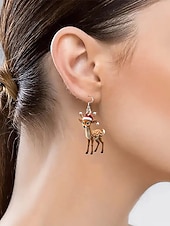 levne Dámská náušnice-Dámské vánoční dárkové akrylové náušnice se sobami, roztomilý sváteční design se santovou čepicí, zábavný sváteční doplněk na večírky a setkání.