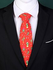 billige Slips og sløyfe for menn-Juleslips i polyestersilke for menn – morsomme nisse- og juletremønstre, perfekt for høytidsfester, julearrangementer og festlige anledninger