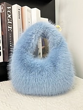 billiga Julpåsar-Damaxelväska i fuskpäls, mjukt plyschmaterial, elegant luffarmodell för julfester, finns i flera färger