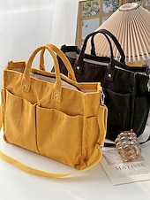 billiga Hand- och toteväskor-Dammanchesterväska med flera fickor, avslappnad vintage-axelväska, axelväska med stor kapacitet för dagligt bruk, arbete, resor och shopping