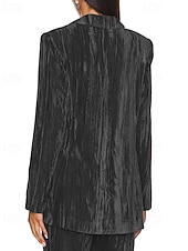 voordelige Blazers &amp; Kostuums-Dames Blazer Fluwelen blazers Comfortabel Zak Knop Modieus Effen Formeel Buiten Normaal Strijkijzer Normale pasvorm Lange mouw bovenkleding Zwart Wit Wijn Herfst Winter