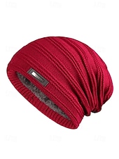 お買い得  クリスマスアクセサリー-クリスマス用のメンズニットビーニーハット、柔らかいアクリルとフェイクファー、冬のファッションに最適な複数の色