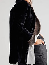 economico Blazer e Completi-Per donna Blazer Blazer di velluto Confortevole Tasca Bottoni Moda Semplice Feste Festa / Sera Uscire Regolare Collo ripiegato Vestibilità regolare Manica Lunga Capispalla Nero Vino Verde scuro