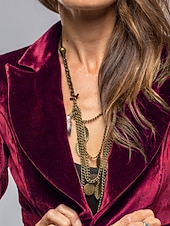 economico Blazer e Completi-Per donna Blazer Blazer di velluto Confortevole Tasca Moda Semplice Feste Festa / Sera Casuale Corto Regolare Collo ripiegato Vestibilità regolare Manica Lunga Capispalla blu navy Nero Vino Primavera