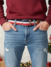 billiga Herrbälten-Justerbart stretchbälte för män till jul – polyestermaterial, flerfärgade alternativ, perfekt för festkläder och vardagskläder