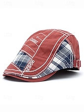 abordables Accessoires de Noël-Casquette plate à carreaux en coton pour homme, chapeau gavroche vintage en lierre avec coupe ajustable, cadeau de Noël élégant pour les tenues décontractées et les voyages en plein air