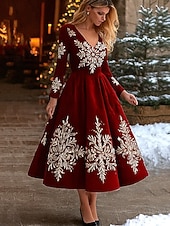 Vánoce Dámské Maxi šaty Áčkové šaty prázdniny Na běžné nošení Párty Denní Večerní oslava Běžný Grafika Vánoční stromek Sněhová vločka Dlouhý rukáv Do V Tmavě červená Fialová Jaro Podzim Zima levne Vánoční šaty-Vánoce Dámské Maxi šaty Áčkové šaty prázdniny Na běžné nošení Párty Denní Večerní oslava Běžný Grafika Vánoční stromek Sněhová vločka Dlouhý rukáv Do V Tmavě červená Fialová Jaro Podzim Zima