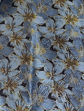 ジャカードブロケード フローラル Aラインイブニングガウン ドレス フォーマルウェディングゲスト フロアレングス 長袖 Vネック ベルト ナイロン スリットポケット お買い得  Aラインのイブニングドレス-ジャカードブロケード フローラル Aラインイブニングガウン ドレス フォーマルウェディングゲスト フロアレングス 長袖 Vネック ベルト ナイロン スリットポケット