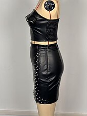 Dames Actief Modieus Streetwear Rok Sets Bolero Top Mouwloos Schouderafhangend Effen Kleur Lapwerk Sierstenen Buiten Vakantie Dagelijks Zwart Bruin Herfst Normale pasvorm voordelige Tweedelige sets-Dames Actief Modieus Streetwear Rok Sets Bolero Top Mouwloos Schouderafhangend Effen Kleur Lapwerk Sierstenen Buiten Vakantie Dagelijks Zwart Bruin Herfst Normale pasvorm