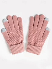 economico Guanti da donna-Guanti invernali termici da donna con touchscreen, guanti caldi in maglia foderati in pile per Natale, abbigliamento da esterno per il freddo e regali per le feste