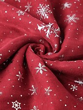 abordables Bufandas de mujer-Bufanda navideña de copo de nieve para mujer, diseño festivo en rojo y blanco con copos de nieve metálicos, material de poliéster suave, perfecta para fiestas navideñas y ropa de invierno.