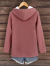  Damskie Bluza z kapturem i bluzą Nadruk Litera Codzienny Długi rękaw Kaptur Długie topy Ulica Na co dzień Niebieski Jasnoróżowy Czarny Ciemnoróżowy Czerwony Jesień Zima