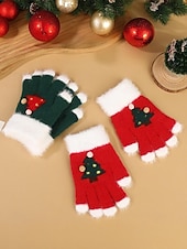  Női karácsonyi kötött kesztyű bolyhos mandzsettával és karácsonyfa mintával, meleg téli kesztyű felnőtteknek és gyerekeknek, aranyos ünnepi kiegészítő ajándék