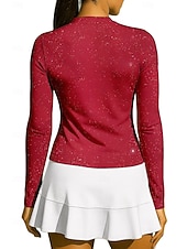 cheap Sports Christmas-Christmas Women&#039;s Geometric Santa Claus Sport Shirt Tennis Shirt Tennis Top Long Sleeve Zipper Floral UPF50+ UV Resistant High Elasticity Moisture Wicking Breathable Volleyball Tennis Golf High Neck