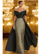 halpa Pallomekot Ilta-asu-A-linja Kokopitkä Helmillä koristeltu Muodollinen mekko Morsiamen äidin mekko Iltapuku Tanssiaispuku hameen päällä Muodollinen mekko Tyylikäs Väripaletti Silkkinen Lyhythihainen Olkaimeton Häät