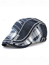 abordables Accessoires de Noël-Casquette plate à carreaux en coton pour homme, chapeau gavroche vintage en lierre avec coupe ajustable, cadeau de Noël élégant pour les tenues décontractées et les voyages en plein air