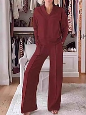 abordables Survêtements pour femmes-Femmes Chemise manche longue Col en V Uni Élégant ancien Sports Occasionnel Quotidien Extérieur Bleu Noir Blanche Printemps Coupe Ample