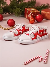 ieftine Pantofi de Crăciun pentru femei-Teniși de damă cu imprimeu de Moș Crăciun și căptușeală plușată - stil confortabil de sărbătoare, perfecți pentru ținute casual de Crăciun și sărbători festive