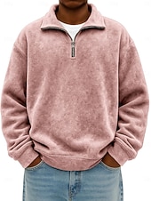 Herren Pullover Sweatshirt Reißverschluss-Polo Urlaub Straße Reißverschluss Langarm Mode Basic Einfarbig Einfach Mode Herbst Frühling & Herbst Ganzjahres Bequeme Passform Schwarz Rosa Armeegrün preiswerte Klassisches Poloshirt für Herren-Herren Pullover Sweatshirt Reißverschluss-Polo Urlaub Straße Reißverschluss Langarm Mode Basic Einfarbig Einfach Mode Herbst Frühling & Herbst Ganzjahres Bequeme Passform Schwarz Rosa Armeegrün