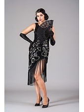 cheap 1920s Dresses-Roaring 20s 1920s Midi Flapper Dress Sleeveless The Great Gatsby Sequins Fringe Scoop Neck Fancy Dress Women's Christmas Carnival speakeasy Masquerade Retro Theme Party Adults' Dress