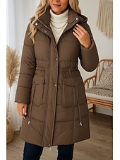 billige Uformell Parka-Dame Parkas Bekvem Pustende Lomme Knapper Fritid عادي Feriereise Gate Avslappet Dagligdagstøy Enkeltkneppet Lang Hettegenser Normal Langermet Yttertøy Svart Hvit Rød Vår Høst