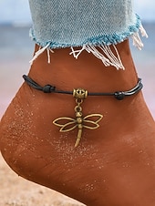 cheap Women's Bracelet-Women's Dragonfly Pendant Anklet, Adjustable Rope Bracelet with Vintage Charm, Boho Beach Foot Jewelry for Summer, Parties &amp; Holidays