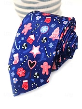 abordables Cravates et nœuds papillon pour hommes-Cravates de Noël pour hommes en polyester – motifs Père Noël, bonhomme de neige et autres motifs festifs, parfaites pour les fêtes de Noël et les occasions spéciales.