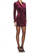 economico Blazer e Completi-Per donna Mini Abito Abito in Velluto Vestito da Festa Abito da Cocktail Abito blazer Elegante Moda Festa serale Feste Cocktail party Vestibilità regolare Semplice Manica Lunga Colletto a Camicia