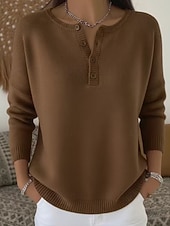 preiswerte Einfarbige Farben-Damen Pullover Mode Streetwear Lässig Einfarbig V Ausschnitt Gestrickt Langarm Normale Oberteile Stricken Täglich Ferien Ausgehen Weinrot Schwarz Herbst Winter